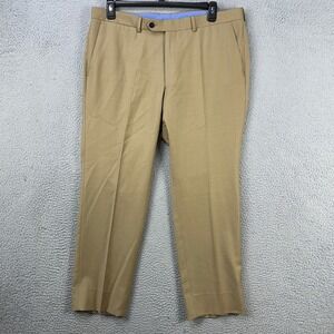 Peter Manning 100% Wool Pants Dress Mens 38X28 Brown Flat Front Straight Casual